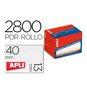 Apli Etiquetas adhesivas 1681 13x40 mm redondas rollo de 2800 unidades blancas