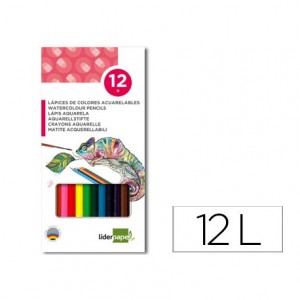 Lápices de colores acuarelables Liderpapel Caja de 12 colores