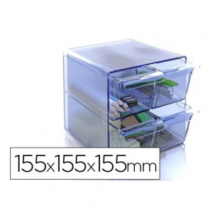 Archicubo Archivo 2000 4 cajones organizador modular color azul transparente