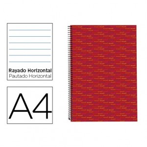 Bloc Din A4 espiral Microperforado Tapa forrada rayado Multilider Liderpapel rojo