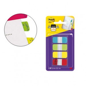 Banderitas Post-it ® separadoras rígidas Index dispensador 4 colores 15,8 x 38 mm