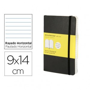 Libreta Moleskine tapa dura rayado negro 9x14 cm