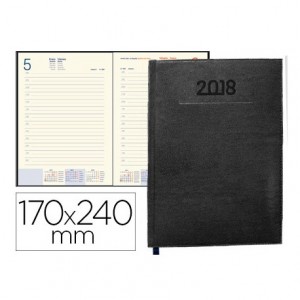 Agenda 2018 Creta Dia pagina 170x240 mm Negro Liderpapel