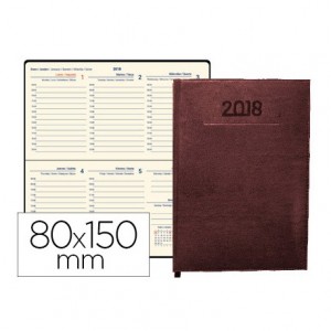 Agenda 2018 Creta Semana vista 80x150 mm Burdeos Liderpapel