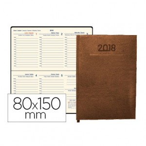 Agenda 2018 Creta Semana vista 80x150 mm Marron Liderpapel