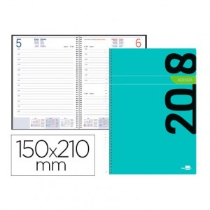 Agenda 2018 Espiral Syros Dia Pagina 150X210 mm Azul Liderpapel