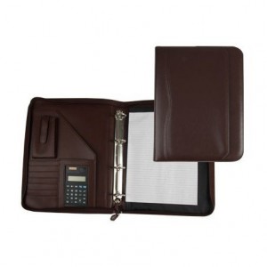 Portadocumentos tipo Carpeta Csp Marron con calculadora y bolsa para movil