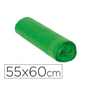 Bolsa basura verde 55x60cm galga 120 rollo de 15 unidades con cierre cierre facil