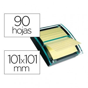 Dispensador Millenium notas adhesivas Post-it color transparente negro Super Sticky con un Bloc