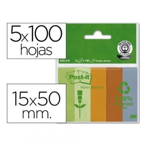 Post-it ® Bloc notas adhesivas recicladas 15 x 50 mm