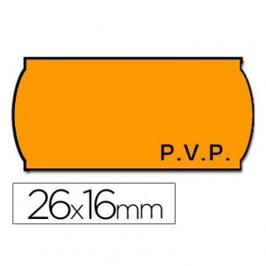 Rollo Etiquetas adhesivas Meto PVP fluor naranja 26 x 16