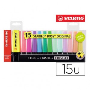 Rotulador Stabilo Boss 70 Fluorescente Colores Surtidos Blister de 15 unidades