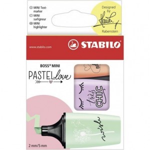 Rotulador Stabilo Boss Mini Pastellove Estuche 3 Unidades Melocoton brisa violeta menta