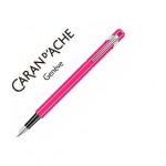 Pluma Caran D'Ache 840 Pop Line Plumín Medio Cuerpo Aluminio Fucsia Flúor con Estuche