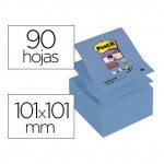 Post-it Bloc de notas adhesivas super sticky 101 x 101 mm 90 hojas pack 5 blocs Z-notes azul