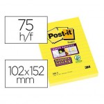 Post it ® Bloc de notas adhesivas Super sticky quita y pon 102x152 mm color Amarillo ultrapapeleria