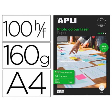 Papel Fotográfico Laser Apli Glossy 160 g/m2